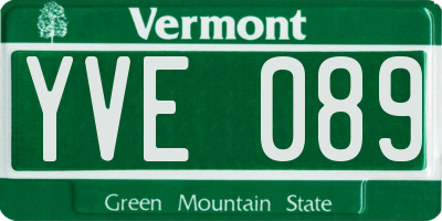 VT license plate YVE089