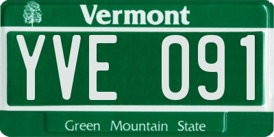 VT license plate YVE091