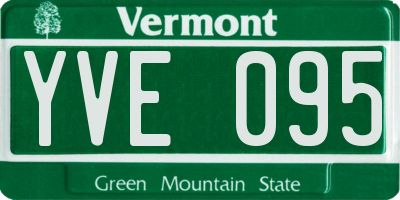 VT license plate YVE095