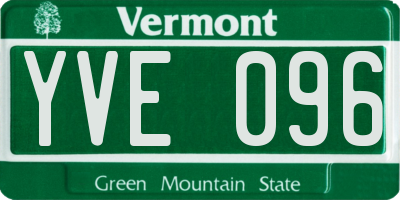 VT license plate YVE096