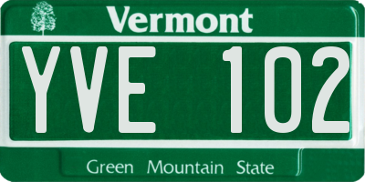 VT license plate YVE102