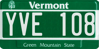VT license plate YVE108
