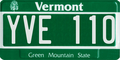 VT license plate YVE110