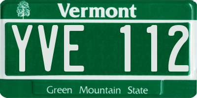 VT license plate YVE112