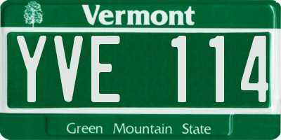 VT license plate YVE114