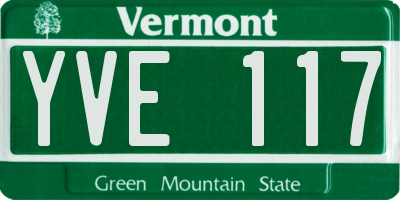 VT license plate YVE117
