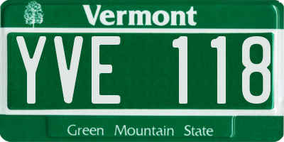 VT license plate YVE118