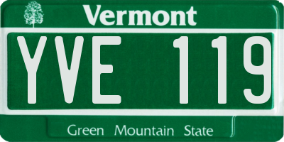VT license plate YVE119