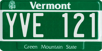 VT license plate YVE121