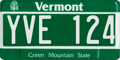 VT license plate YVE124