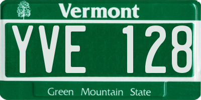 VT license plate YVE128
