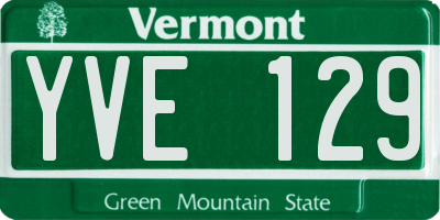 VT license plate YVE129