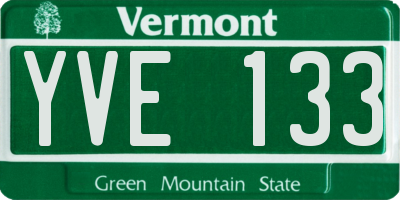 VT license plate YVE133