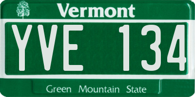VT license plate YVE134