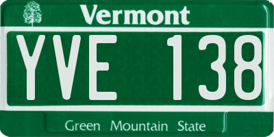 VT license plate YVE138