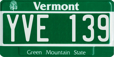 VT license plate YVE139