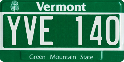 VT license plate YVE140