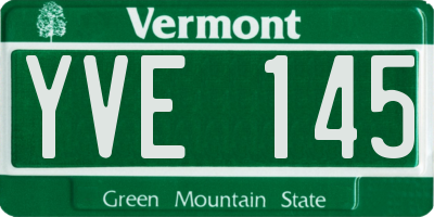 VT license plate YVE145