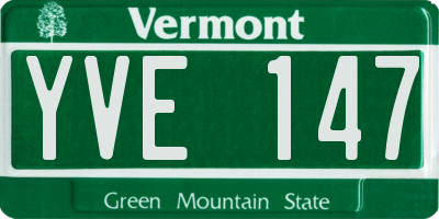 VT license plate YVE147