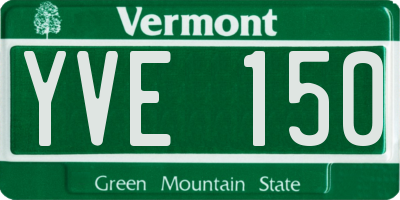 VT license plate YVE150