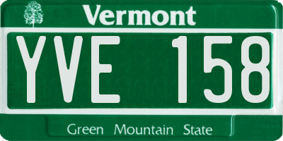 VT license plate YVE158