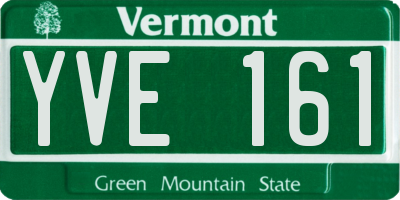 VT license plate YVE161