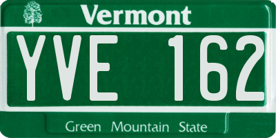 VT license plate YVE162