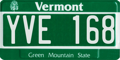 VT license plate YVE168