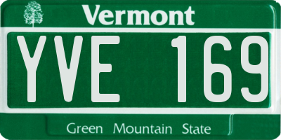 VT license plate YVE169