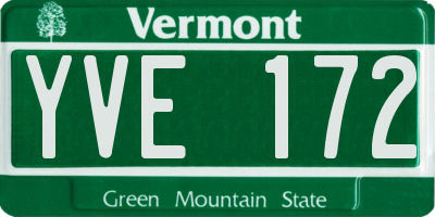 VT license plate YVE172