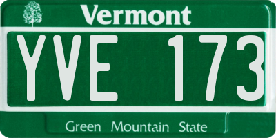 VT license plate YVE173