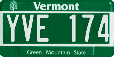 VT license plate YVE174