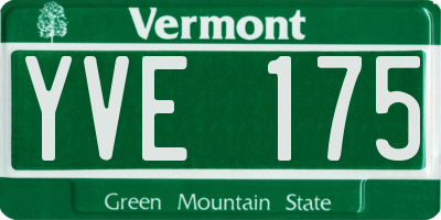 VT license plate YVE175