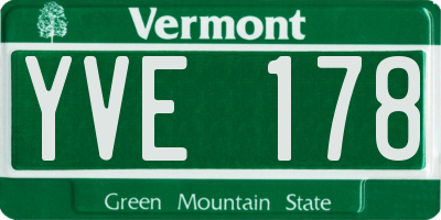 VT license plate YVE178
