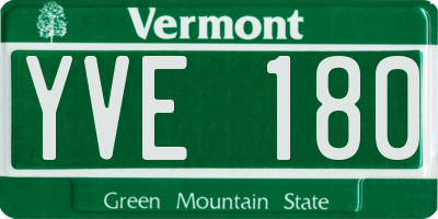 VT license plate YVE180