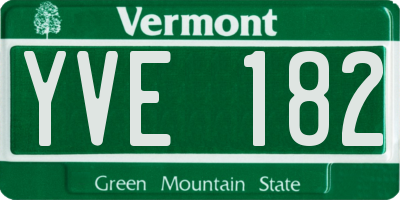 VT license plate YVE182