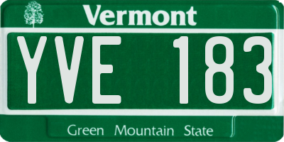 VT license plate YVE183