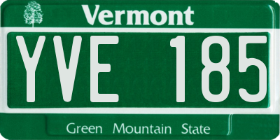 VT license plate YVE185
