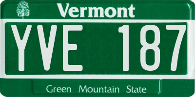 VT license plate YVE187