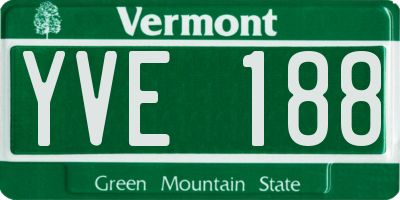 VT license plate YVE188