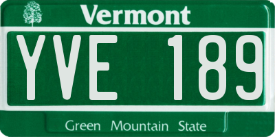 VT license plate YVE189