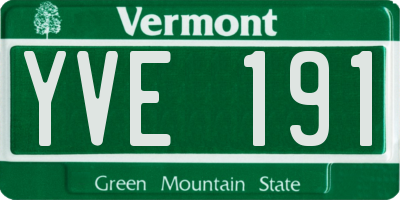 VT license plate YVE191