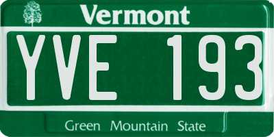 VT license plate YVE193