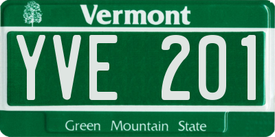 VT license plate YVE201
