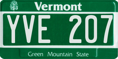 VT license plate YVE207