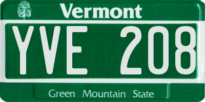 VT license plate YVE208