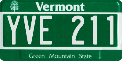 VT license plate YVE211