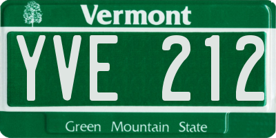 VT license plate YVE212
