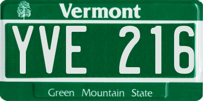 VT license plate YVE216