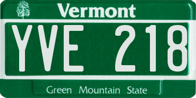 VT license plate YVE218